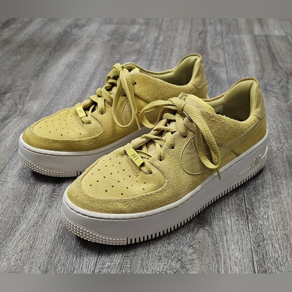 Nike Air Force 1 Sage Low Yellow Suede Sneakers-Size 8.5